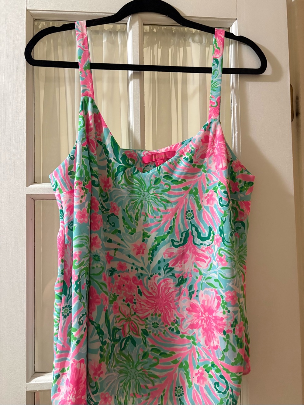 Lilly Pulitzer Pink & Green Floral Print Tank Top